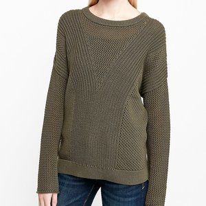 Olive 100% Cotton Cable-Knit Open-Stitch Tunic XXS